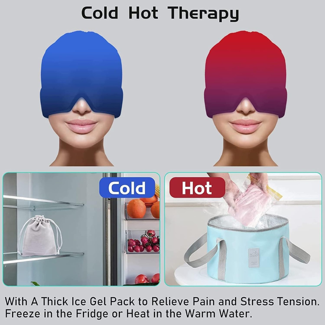 Hot & Cold Migraine Relief Ice Cap | Reusable Headache & Sinus Therapy Mask - Image 4