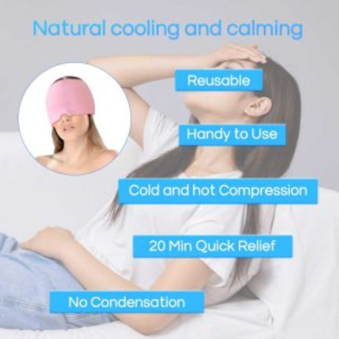 Hot & Cold Migraine Relief Ice Cap | Reusable Headache & Sinus Therapy Mask - Image 2